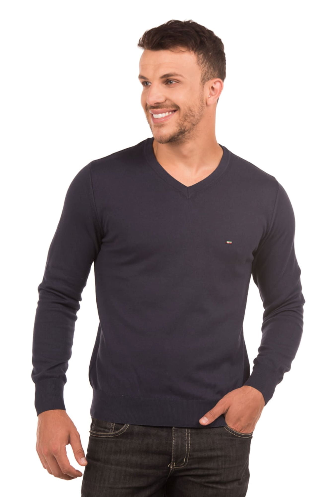 SUÉTER MASCULINO GOLA V 100 ALGODÃO Le Linea